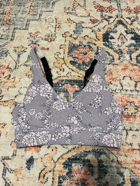 Fabletics Pink Floral Patterned Sports Bra